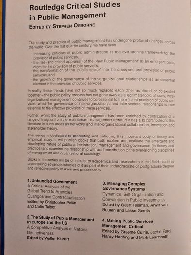 Making Public Services Management Critical.  Edited By Graeme Currie, Jackie Ford,nancy Harding,&mark Learmonth.