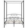 Canopy Bed Frame Black Metal 140x200 cm Image 5