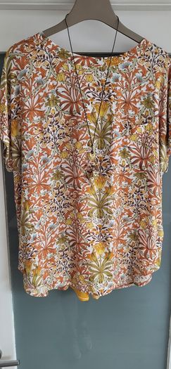 NEXT Morris & Co floral loose top with back detail Sz 10UK (Fit 10-12UK)