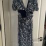 MIDI dress Puff sleeve blue flowerpeint Reiss size 14 Brand New Image 4