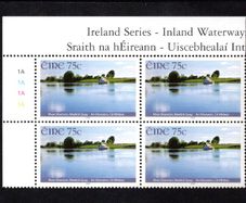 2006 Ireland Inland Waterways 75c River Shannon, Mallock Quay Commemorative Stamp Plate Block 1A1A1A1A Mint Never Hinged (MNH)