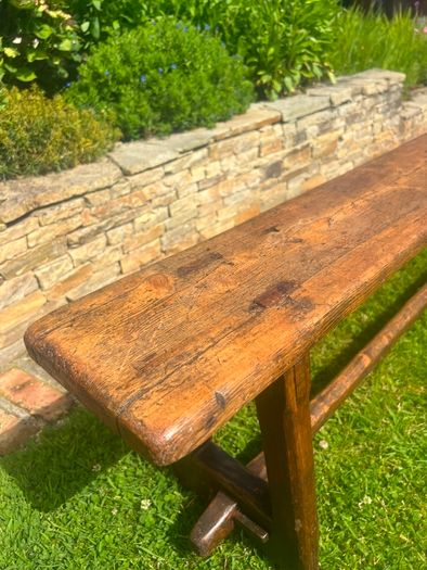 Antique mid 18c yew bench