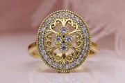 Vintage Style Crystal Gold Tone Ring