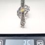 Vintage Celtic Filigree Silver Citrine Cross Brooch Image 8