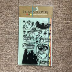 Paper Smooches "A blessed Christmas" photopolymer stamp set