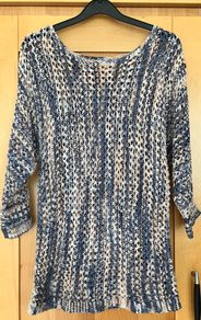 Ladies Navy&Blush Loose Knit Jumper