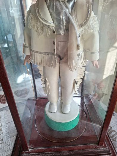 Collector's Porcelain Doll, In A very Large Mahogany Display Case, PRICE IS FOR 1 ONLY these came from a Pub contents,