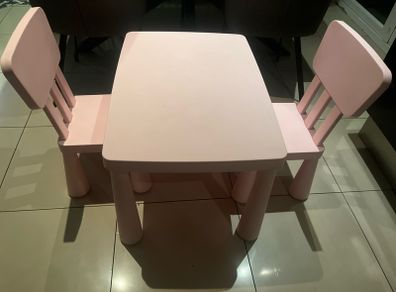 Ikea kids table & chairs pink