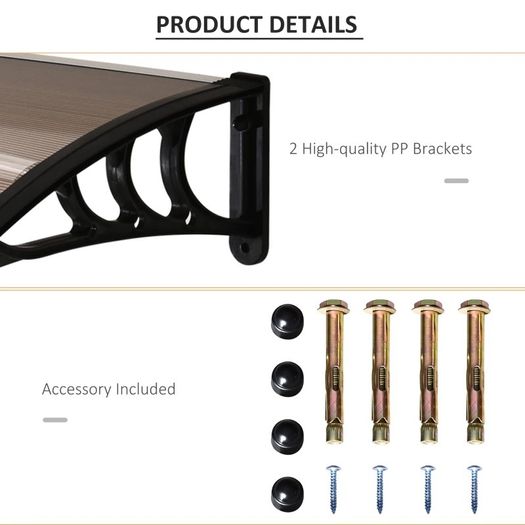 NEW SALE | Curved Window Door Canopy Aluminium Rigid Plastic Polycarbonate Fixed Outdoor Awning Modern Design UV Water Rain Resist