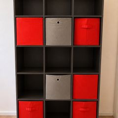 Grey Storage Shelf Unit+boxes
