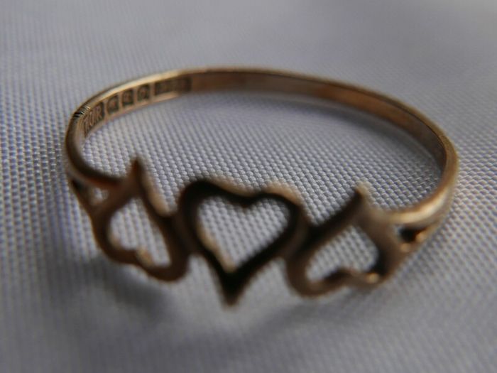 9ct Gold 375 Gold Heart Ring. Minimalist gift with love ring, Dainty Heart Band, Gift For Girlfriend size P