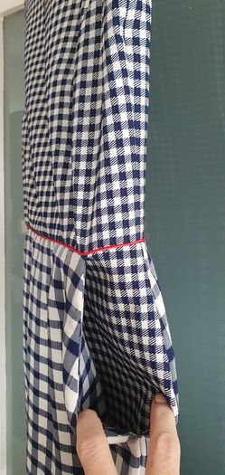 PRECIS navy white red shift dress with pockets Sz 10 UK