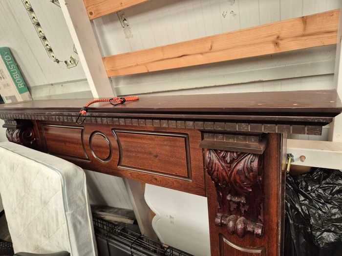 wooden mantel and marble base