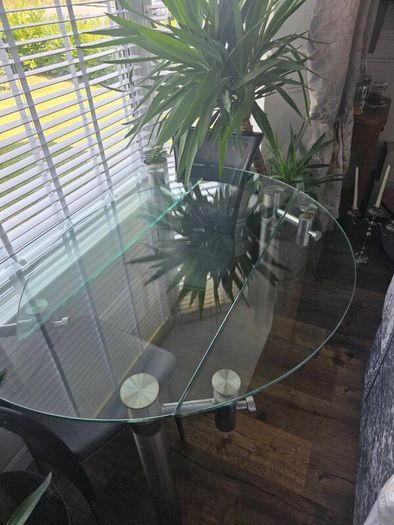 Glass dining table & 2 chairs