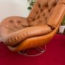 Vintage 1970s Tan Leather Swivel Lounge Chair Image 2