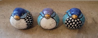 Mid-century trio of handpainted ceramic birds