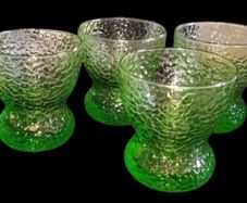 Vintage Harrods Green Textured Glass Bowls/Glasses