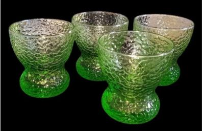 Vintage Harrods Green Textured Glass Bowls/Glasses