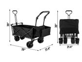 BRAND NEW 7In Wheel Folding Wagon Cart 220.5 Capacity W/ Adjustable Handle Pull Oxford Cloth Collapsible Outdoor Garden Trolley Cart
