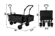 BRAND NEW 7In Wheel Folding Wagon Cart 220.5 Capacity W/ Adjustable Handle Pull Oxford Cloth Collapsible Outdoor Garden Trolley Cart