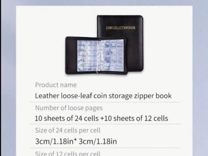Zipper Faux Leather Case 360 Large Capacity Coin Collection Book Size Grid Mixed Coin Stamp Collection Book Badge Sticker High-end Protective Cover Hot Stamping Storage Book