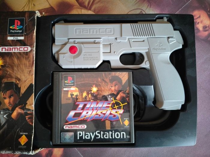 vintage Time Crisis + G-Con 45 Light Gun Big Box Bundle for the original PlayStation (PS1)