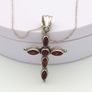 Vintage 925 Sterling Silver & Garnets Cross Necklace Image 7