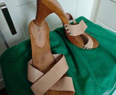 Sandals wood leather clogs