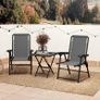 3-Piece Steel Bistro Set Weatherproof Garden Furniture with Folding Bistro Table, Cup Holders, Garden Chairs, Dark Gray Image 5