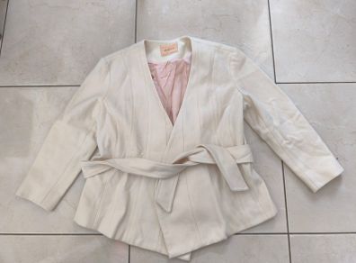 Arnsdorf Cream Ivory Wool Cashmere Blend Belted Wrap Jacket Coat