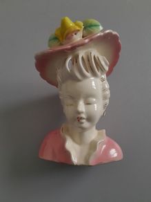 VASE - Holder - Lady - Head - Vintage