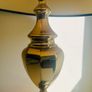 Vintage Brass Table Lamp with Navy Blue and Gold Trim Shade Image 3