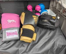 Punch bag with gloves and bracket