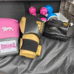 Punch bag with gloves and bracket