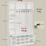 White 4 in 1 Entryway Coat Rack with Shoe Storage and Bench Modern Country Image 3