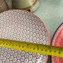 3 Items of Pottery, Set of 2  plates Oxford Daily Floreal dinnerware plates in a red patterned design and Crisscross one MEADOWS & BYRNE PORCELAIN DISHWASHER & MICROWAVE SAFE. 15.00 euro for the set. Vintage West German pottery ceramic vase featur Image 2