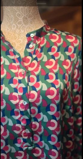 Gallery Geo Print Blouse  Size UK 8 EU 36  Colourful Long Sleeve Top