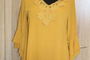 Lovely mustard V-neck blouse size UK12 EU40 Postage included