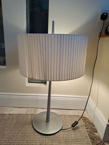 Large table Lamp chrome and linen