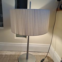 Large table Lamp chrome and linen
