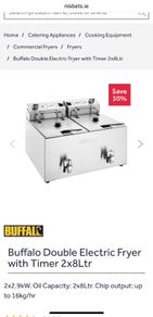 Buffalo Buffalo Double Electric Fryer with Timer 2x8Ltr