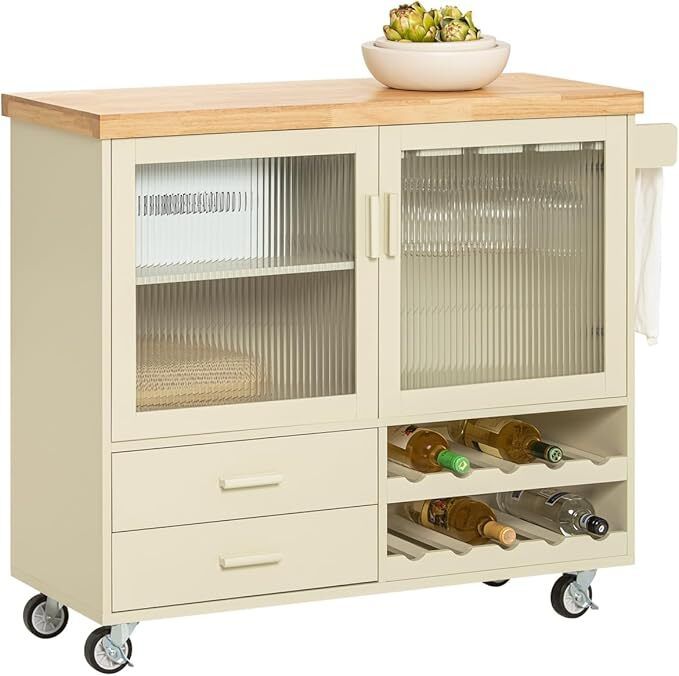 Country Style Kitchen Trolley green  portable kitchen island  Limited Edition