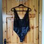 BNWT Fab Black Bodysuit with Leather Look Bottom size 16 Image 2