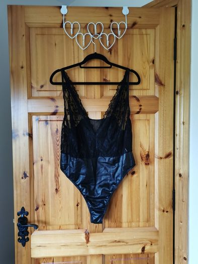 BNWT Fab Black Bodysuit with Leather Look Bottom size 16