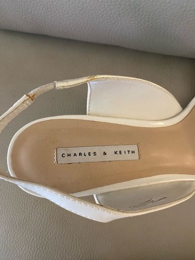 Charlie & Keith ladies white and yellow sling back shoes