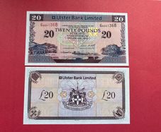 Northern Ireland. ( Ulster Bank ) 20 Pounds  2008 . Pick  342d    ( Unc )