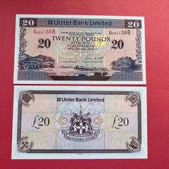 Northern Ireland. ( Ulster Bank ) 20 Pounds  2008 . Pick  342d    ( Unc )