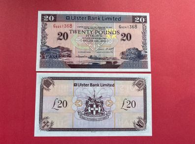 Northern Ireland. ( Ulster Bank ) 20 Pounds  2008 . Pick  342d    ( Unc )