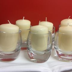 Dozen Elegant Glass Candle Holders with lots of Candles       -  DIY Decor, Events