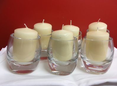 Dozen Elegant Glass Candle Holders with lots of Candles       -  DIY Decor, Events